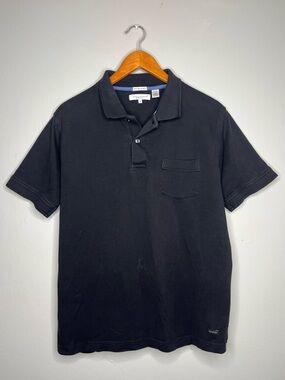 Alex Cannon Rowayton, CT Supima Cotton Black Short Sleeve Braided Polo